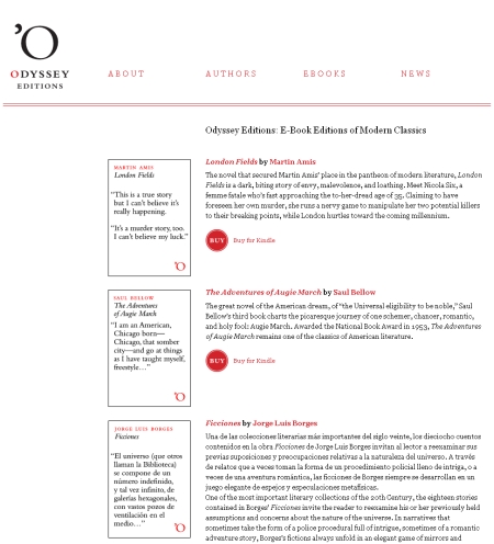 オデッセイ社のウェブサイトはとてもシンプルで、求める作品の電子書籍がすぐに購入できる。